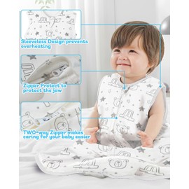 MOXTOYU Baby Sleeping Bag, Soft 100% Cotton 0.5 Tog Toddler Sleep Sack with Two-Way Zipper, Sleeveless Swaddle Blanket for Newborn Boys Girls, Newborn Baby Gifts, Baby Sleeping Bag 12-18 Months