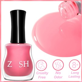 KAHSOSE Sheer Pink Jelly Nail Polish - 15ML Quick Dry Natural Nude Look No UV Needed - Translucent Pink Nail Polish for Women Girls - Long Lasting Non Toxic Vegan Polish