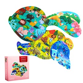Puzzles for Kids Ages 4-6-8,120 Piece Jigsaw Puzzles Rabbit Shaped Learning Educational Toys Gifts for Boys Girl Age 4 5 6 8 Birthday Party Favors