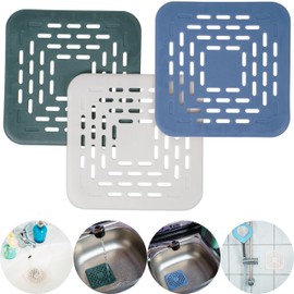 Kitchen Drain Strainer 13 x 13 cm 3 Pieces TPR Drain Strainer Kitchen Bathroom Bath Shower Food Scraps Strainer Hair Strainer Hair Catcher Drain Shower Tray Siphon Clogging Protection