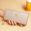 FOXLOVER Women's Long Wallet, Trifold, Cow Split Leather, Coin Purse,
