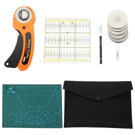Tofficu 1 Set of Rotary Cutter Kit, Rotary Cutter Tool Kit with Blades, A4 Cutting Mat, Storage Bag Ideal Craft Supplies Set for Fabric Sewing and Quilting