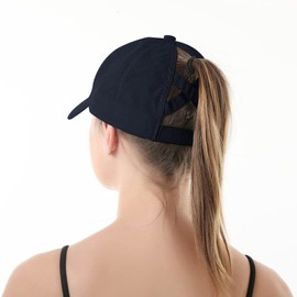 Women's Baseball Cap Summer Mesh Ponytail Cap Baseball Cap Quick Drying Breathable Lightweight Sun Protection Cap Adjustable Baseball Cap Women's Leisure Cap, UG# Navy