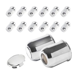 HowioZil 2-Pack Trailer Push Through Center Caps and Trailer Wheel Lug Sets - 3.74in Wheel Center Caps Chrome Wheel Cover Carbon Steel Hub Cap with 12 Chrome Capped 1/2-20 Lug Nuts for Truck RV