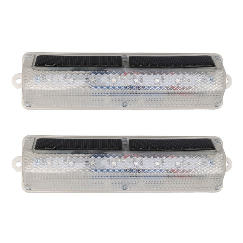 2 PCS Light Control Solar Warning Lights with 8 LED