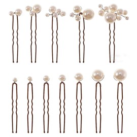 Neenengxing Pearl Pins, Small, Large, Set of 12, Hair Ornament, Pearls, U-pins, Everyday Use, Kimono, Weddings, Coming-of-Age Ceremonies, Graduation Ceremonies, Hairpins, Kimono, Photo Giving
