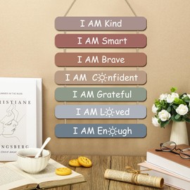 Gerrii Positive Affirmations Wall Decor Wooden Inspirational Wall Art Mental Awareness Motivational Hanging Art Positive Self Love Quotes Decor for Nursery Office Bedroom(Classic)