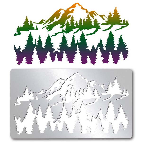 beinkmake Metal Stencil Forest Stainless Steel Stencils Mountain Reusable Drawing