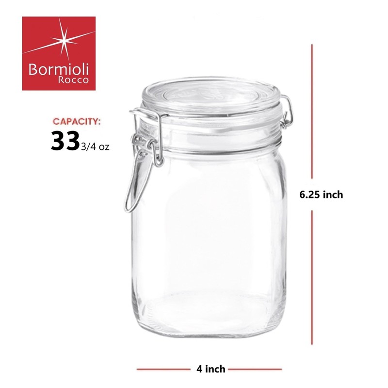 Bormioli Rocco Fido, 2 Pack, 33.75 Oz. Food Storage Glass