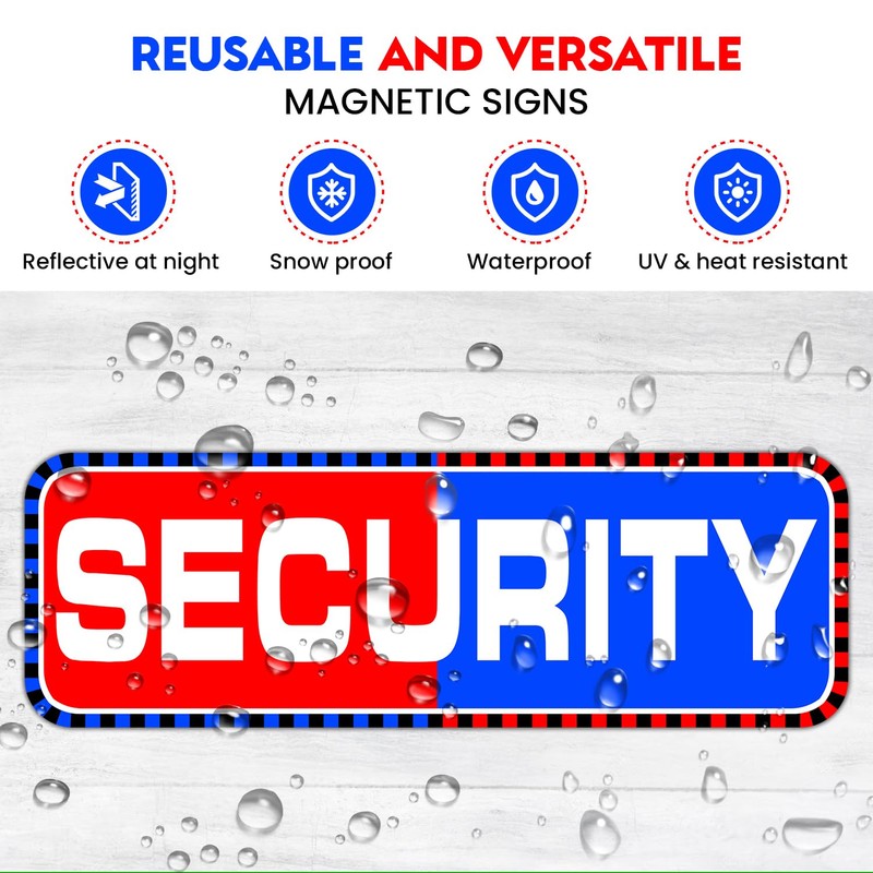 2-Pack Reflective Security Magnetic Signs for Vehicles – 18"x6" Reusable