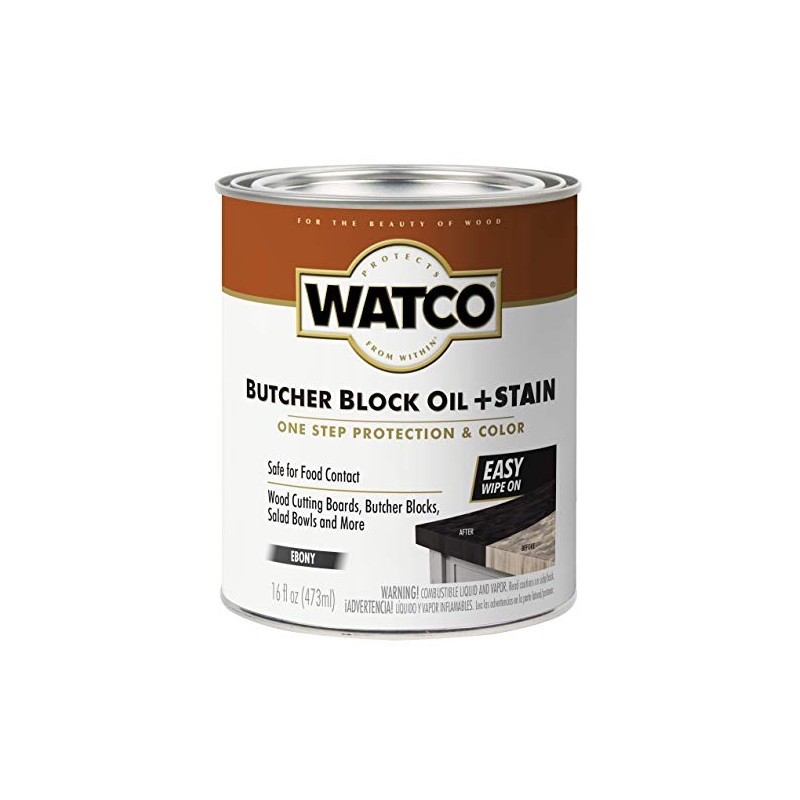 Watco 359023 Butcher Block Oil + Stain, 16 oz, Ebony