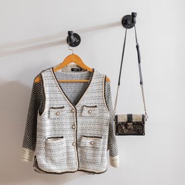 Industrial Wall Pipe Clothes Bar - Heavy Duty Metal Coat Hanger with Hook, Wall-Mounted Garment Holder Racks,Wall Clothing Racks/Hanging Rail, 2Pcs