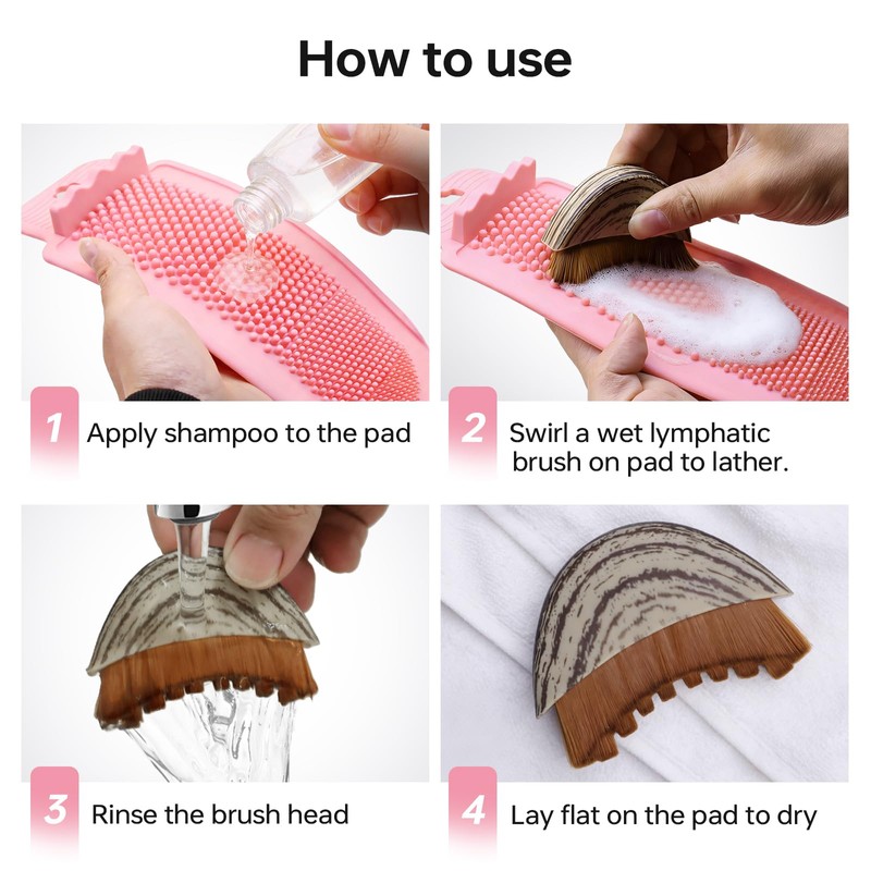 Silicone Brush Cleaner Mat, Compatible with Lymphatic Brush, Silicone Cleaning