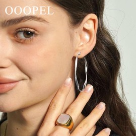 OOOPEL Sterling Silver Hoop Earrings for Women, Big Sterling Silver Post Hoop Earrings Lightweight Hypoallergenic Large Silver Hoop Earring 30MM 40MM 50MM 60MM