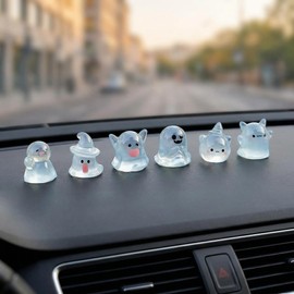 Chesomn 6 Pcs Mini Luminous Ghost Car Decor Set, Car Dash Decorations