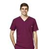 WonderWink W123 Men’s V-Neck Scrub Top — Wine, Medium