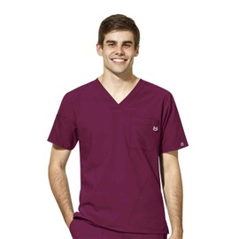 WonderWink W123 Men’s V-Neck Scrub Top — Wine, Medium