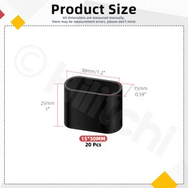 Hilitchi 20PCS Oval Furniture Leg Caps 1.2" x 0.59" Anti-Slip Chair Leg Floor Protectors Vinyl Flexible Chair Leg Floor Protectors for Chair Table Bed(Black)