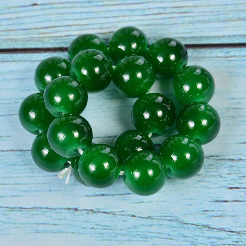 Comimark 2Pcs 10mm Dark Green Jade Round Gemstone Beads Stretchy