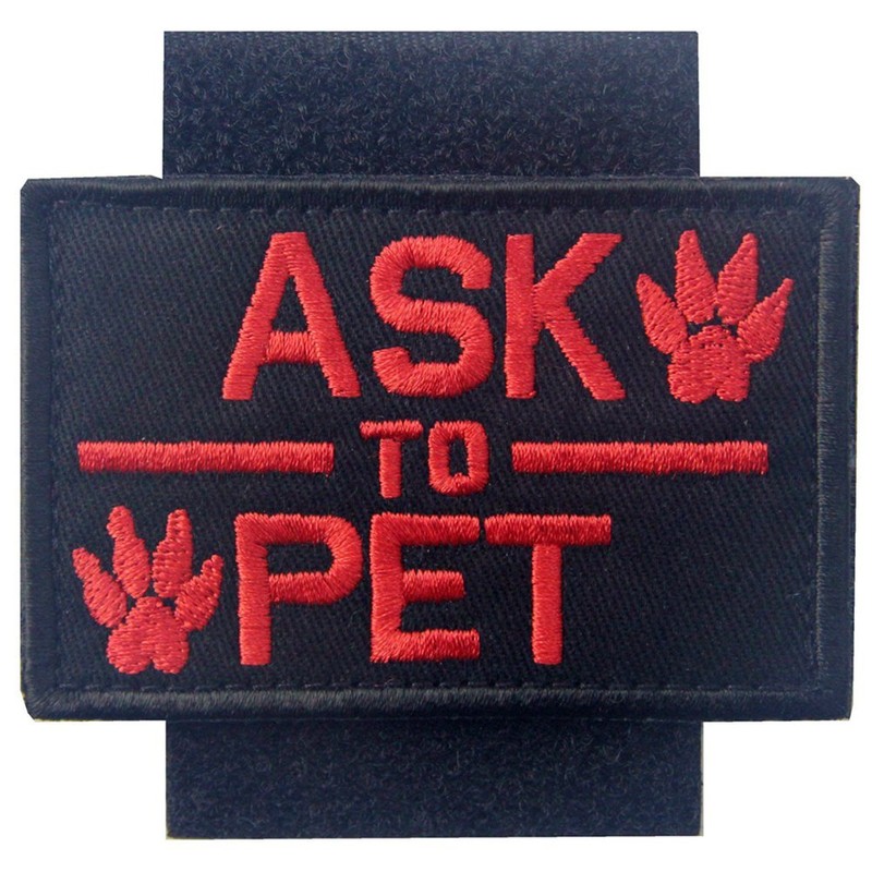 Service Dog Ask to Pet Tactical Embroidered Morale Hook &