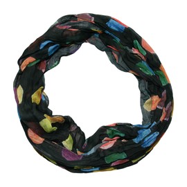 beybey Women's Silk Loop Scarf in Beautiful Colours and a Batik Dots Loop Scarf to Fall in Love Silk Scarf (dx Black)