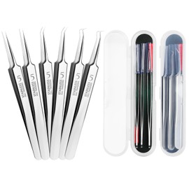 6Pcs Usiveinborn Blackhead Remover,Professional Stainless Steel Facial Blackhead Remover Tweezers,3 in 1 Pimple Popper Tool Kit,Blackhead Remover Comedone Extractor Kit with Box (Silvery)