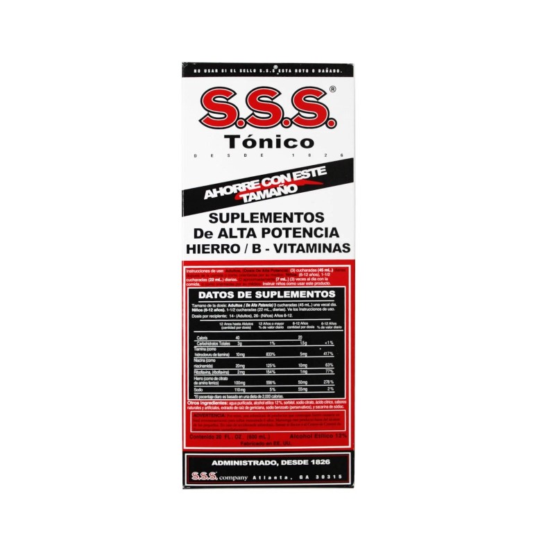 SSS TONIC S.S.S. Tonic Liquid a High Potency Iron/ B-Vitamin