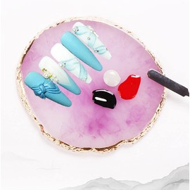 2Pcs Resin Nail Art Palette, BetterJonny Art Nail Display Tips Color Mixing Pigment Plate Nail Art Palette Mixing Palette Makeup Palette Tray