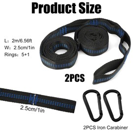 FerraDrend Hammock Attachment, Pack of 2 Swing Hanging Kit Swing Attachment Swing Suspension Attachment Nylon Hanging Strap with 2 Heavy Duty Carabiners and D-Rings for Swing Hammocks
