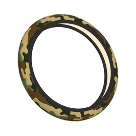 Military Army Green Camo Elastic Steering Wheel Cover Universal 15 Inch
