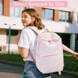 BTOOP Backpack for School Girls Teens Lightweight College Bookbag Casual Laptop Backpack for Women Water Resistant Pink Backpacks(Pink)