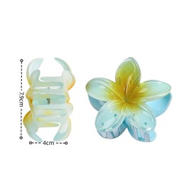 GYWHOOFT 4 Pcs Plumeria Flower Hair Claw Clips, Hawaiian Flower Hair Claw Clips,Non Slip Flower Claw Clips,Flower Claw Clips Plumeria Flower Hair Claw Clips,for Gilrs Women Thick Long Hair Thin Hair
