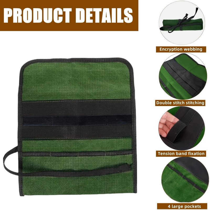 BLIRITEL Tool Roll Up Bag, Canvas Tool Organizer with 4