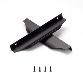 Satanga Edge Finger Tab Pull for cabinets Kitchen Concealed Drawer pulls Aluminum Flat Hidden Mount Door Long Handle for Home 10 Pack Modern Black 7.87" Overall Length Easy Installation