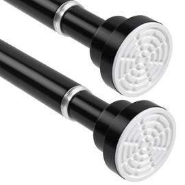QINGYUN 2Pack Shower Curtain Rod 45-78Inch,Tension Curtain Rods,Black Shower Rods for Bathroom, Spring Tension Rod No Drilling for Window,Closet, Door