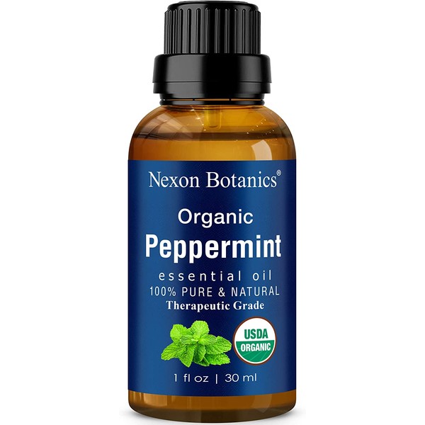 Organic Peppermint Essential Oil 30 ml - USDA Certified Pure Natural Essential Peppermint Oil - Menthol from Mentha Piperita - Fresh Mint Oil for Aromatherapy and DYI Skin Care Recipes Nexon Botanics
