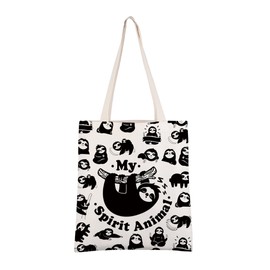 CMNIM Sloth Gift Sloth Pattern Canvas Tote Bag My Spirit Animal Sloth Lover Gift Cute Animal Design for Shopping Grocery (My Spirit Animal Sloth TB)