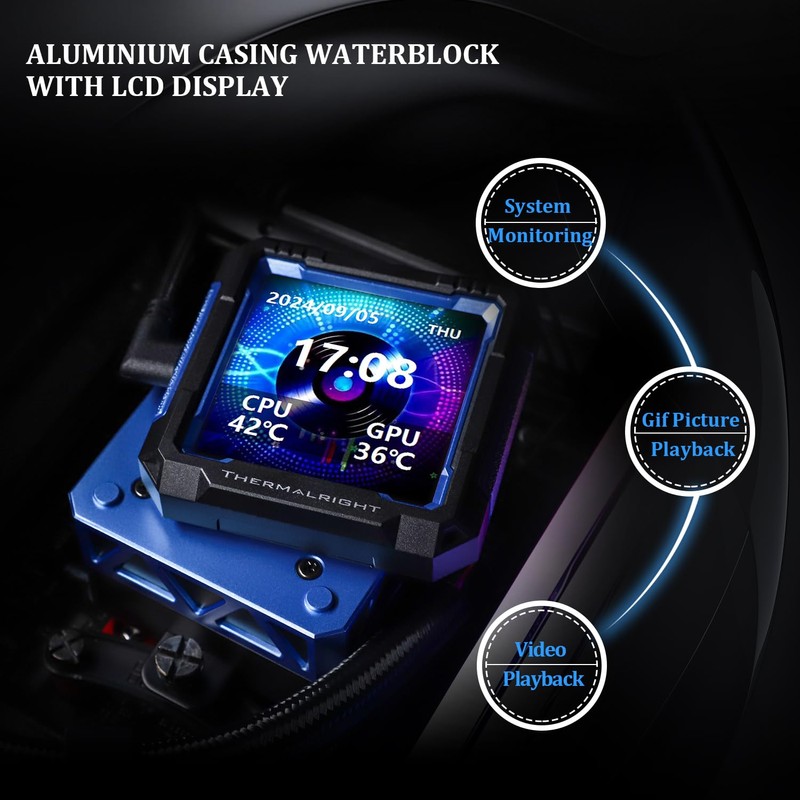 Thermalright FW PRO 360 Black CPU AIO Cooler,IPS LCD Screen