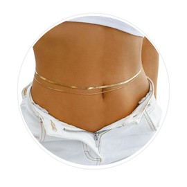 Generic Women's Gold Layered Waist Chain - Simple Metal Link Bikini Body Belly Chain for Women and Girls