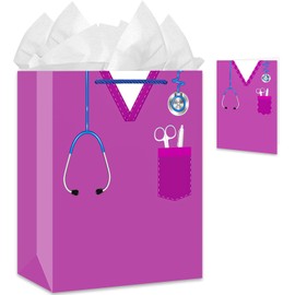 JUESMOS Nicu Nurse Gifts Bags for Women 13" Large Nurse Week Gifts Bag for Nicu Nursing Student Graduation Gifts Bag with Greeting Card Gifts Bag for New Nurses Thank You Nurse Gifts Bag