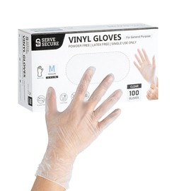 Restaurantware-Serve Secure Medium Gloves, 1000 Disposable Gloves - Does Not Contain Powder And Latex, Multipurpose, Clear Vinyl Food Prep Gloves, Ideal For Cooking, Cleaning, And More