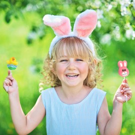Easter Lollipops Candy Variety Pack - 24 individually wrapped Assorted Colorful Shapes With Bunny, Egg, Carrot Easter Suckers For Kids Classroom. Gifts & Treats