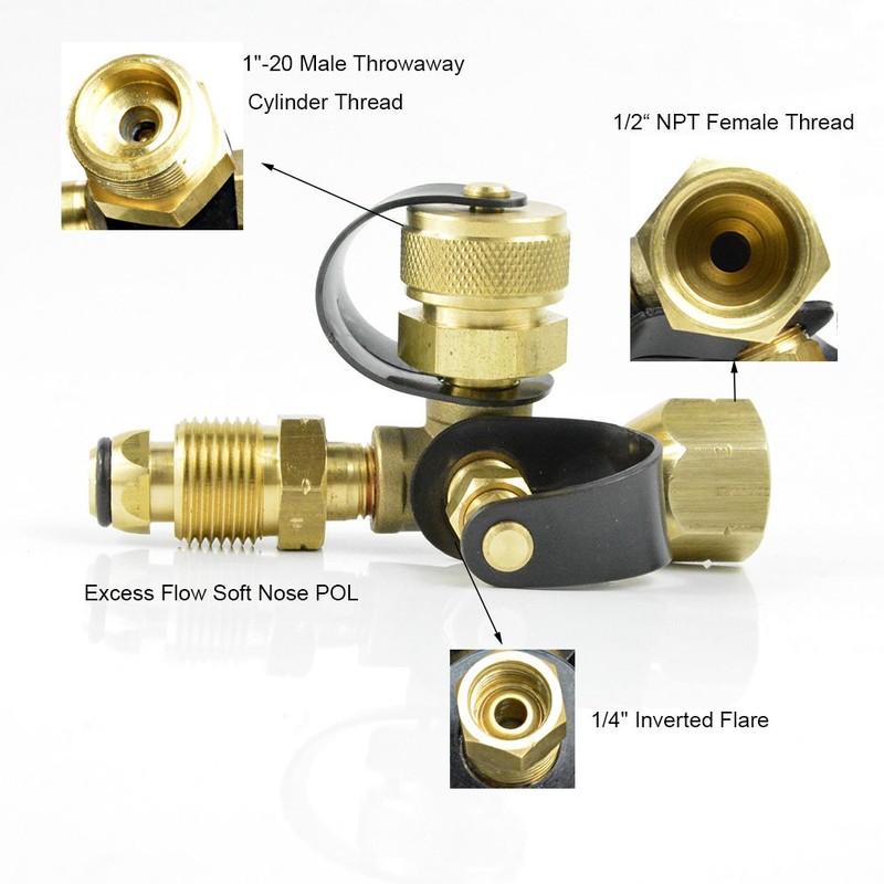 Stanbroil Propane Gas Brass Tee Adapter with 4 Port for