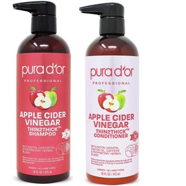 PURAD'OR Apple Cider Vinegar Thin2Thick Conditioner (16oz) & Apple Cider Vinegar Thin2Thick SHAMPOO (16 oz)