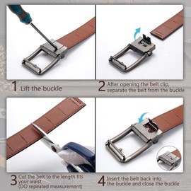 FEFLO Men's Ratchet Belt with Automatic Buckle, No Hole Adjustable Belt for Suits and Jeans