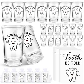 Pickmesh 12 Sets Dental Graduation Gifts Dentist Gard Appreciation Gifts with 1.2oz Rooting for You Shot Glasses Tooth Be Told You Are Amazing Fun Cards Gift Bag for Assistant Hygienist(Teeth,Rooting)