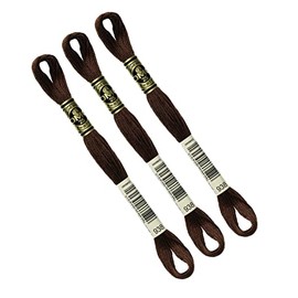 DMC - 3 skeins of DMC Brun, Moulined Embroidery Thread, 117 mc, 100% Cotton, Fits All Techniques and Materials, Ideal for Cross Stitch