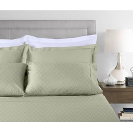 Threadmill Cotton Twin XL Sheet Set | 100% Cotton Sheets for Twin XL Size Bed | Damask Jacquard Sateen Twin XL Bed Sheets Set with 16” Deep Pocket | Soft Breathable 3 pc Cooling Sheet Set | Sage Green