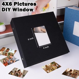 Extra Large Capacity Photo Album 4x6 1000 Pockets, Linen Cover and Front Window, Holds 1000 4x6 Horizontal and Vertical Photos, 4 x 6 Picture Book for Family Wedding Anniversary Vacation, Black