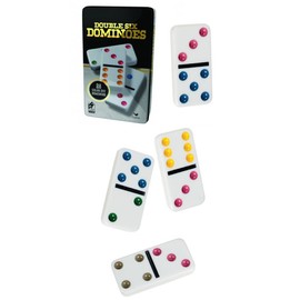 Cardinal Double Six Color Dot Dominoes In Color Collectors Tin, 28 Dominoes (8875)
